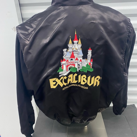 Vintage 1990s Excalibur Las Vegas Moto Style Satin Jacket - Picture 7 of 10